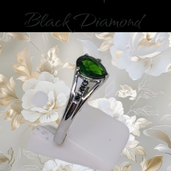 NEW Chrome Diopside & Black Diamond Ring Size 8 - Picture 4 of 12